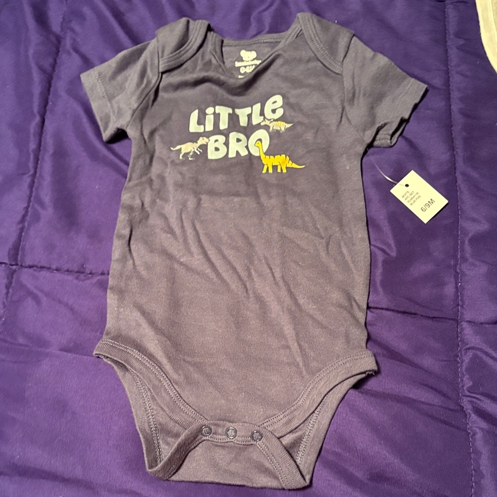 Little Bro Dinosaur Print Kids One Piece - Gray